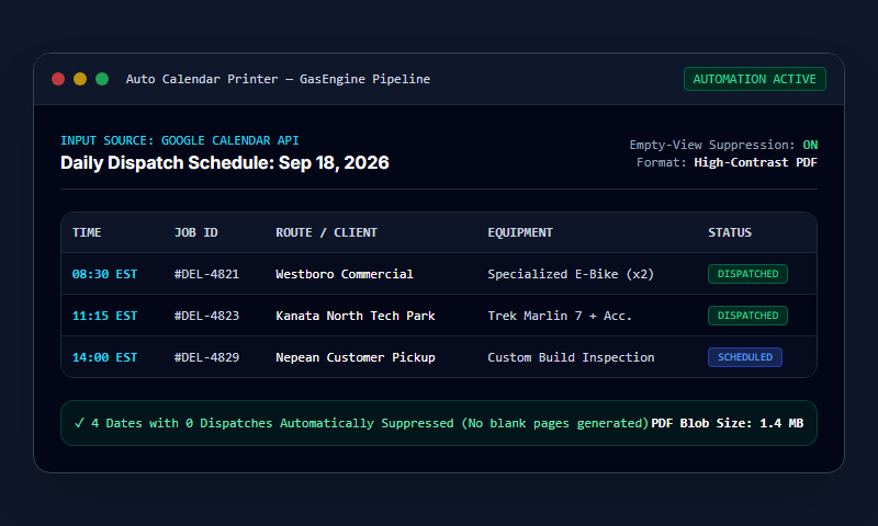 Auto Calendar Printer interface screenshot