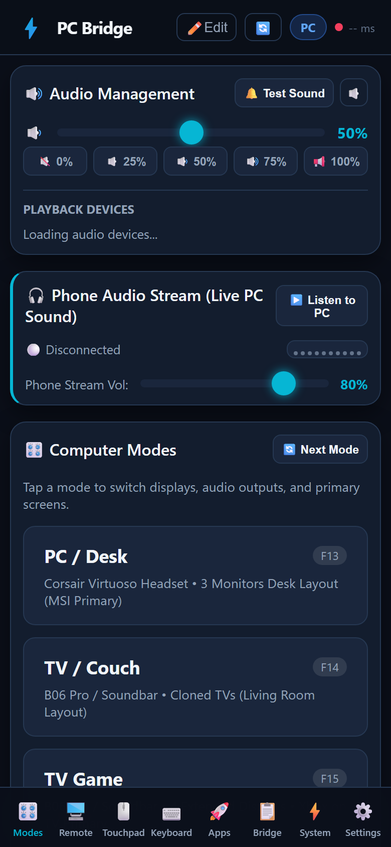 Real Bridge Mobile Controller