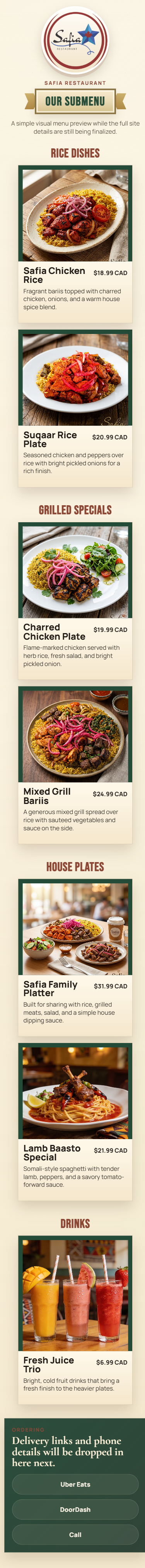 Safia Restaurant Mobile Preview
